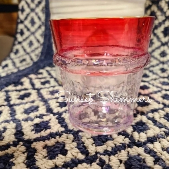 8 Nautica Outdoor Indoor Acrylic Gold Rimmed Red Blue Patriotic Drink Glasses - Picture 5 of 6